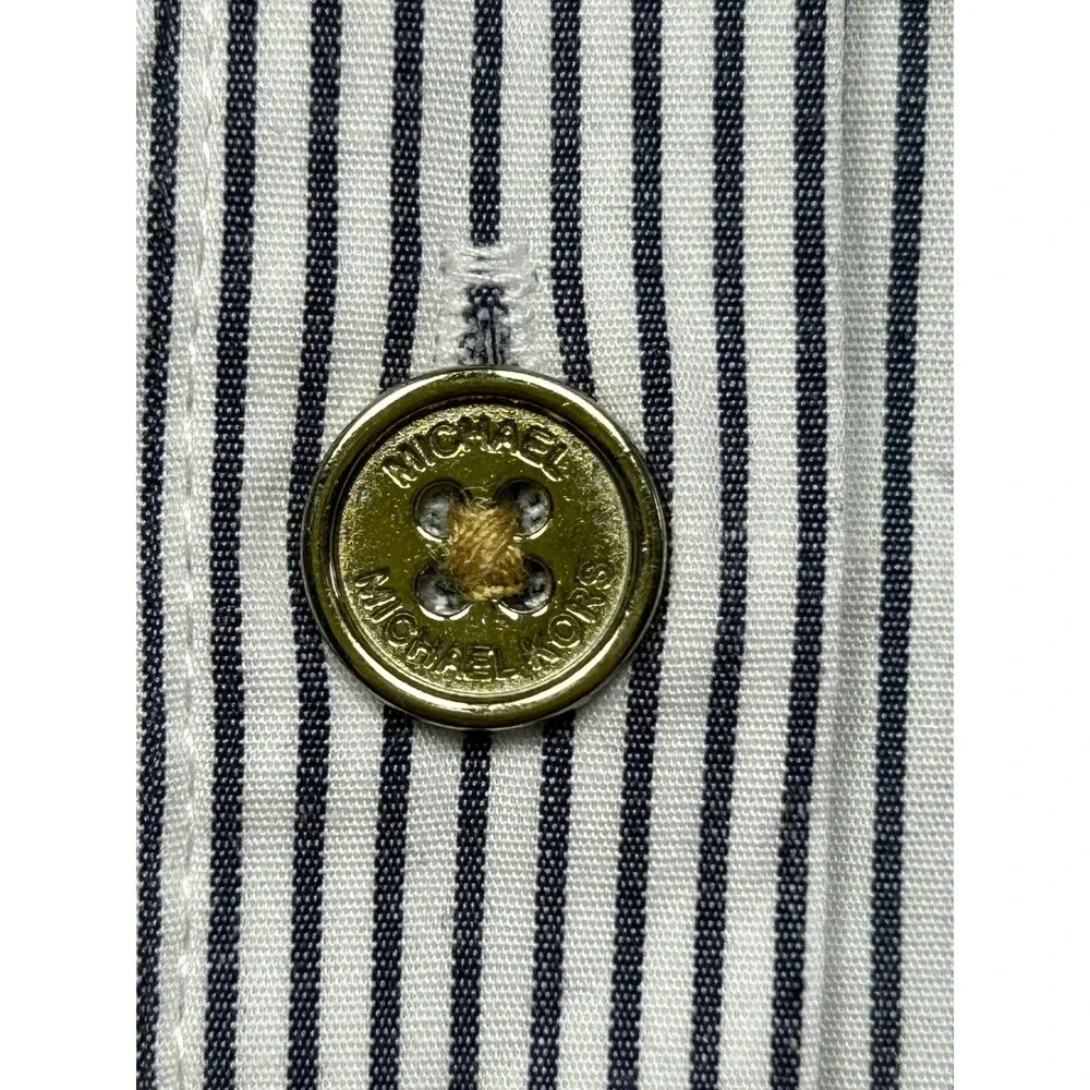 Michael Kors Shirt Dress Cotton Elastane Striped Blue White M Womens